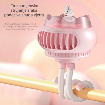 Novi ventilator u obliku hobotnice za dječji kolica – prijenosni USB punjivi mini ventilator za vanjsku i kućnu upotrebu