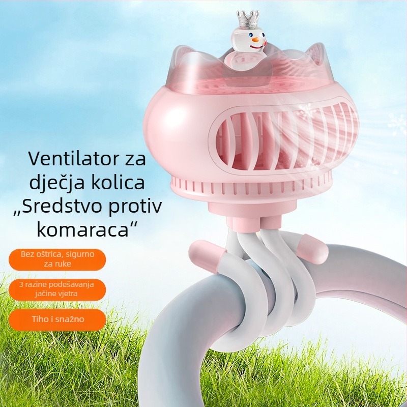 Novi ventilator u obliku hobotnice za dječji kolica – prijenosni USB punjivi mini ventilator za vanjsku i kućnu upotrebu