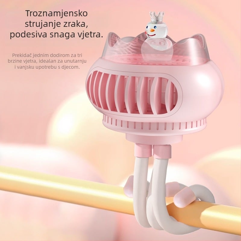 Novi ventilator u obliku hobotnice za dječji kolica – prijenosni USB punjivi mini ventilator za vanjsku i kućnu upotrebu