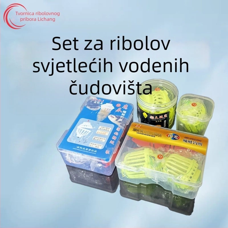 Sjajan komplet za lov šarana s eksplozivnim kukama, fluorescencijske kukice Eagle Claw Iseni, posuda za mamac