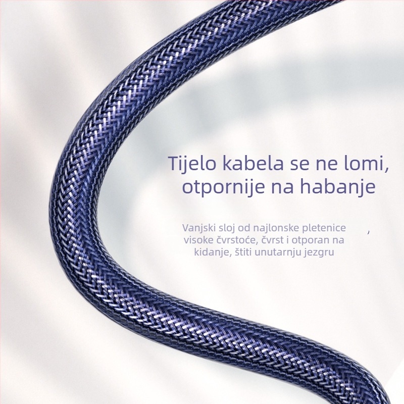 Pleteni prošireni auto kabel za brzo punjenje s USB-C, Lightning i Micro-USB priključcima, duljine 1–2 m, kompatibilan s Huawei brzim punjenjem i Apple Type-C uređajima