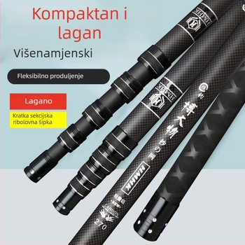 Karbonsko vlakno mrežna štapa, mini, 5-dijelna, sklopiva