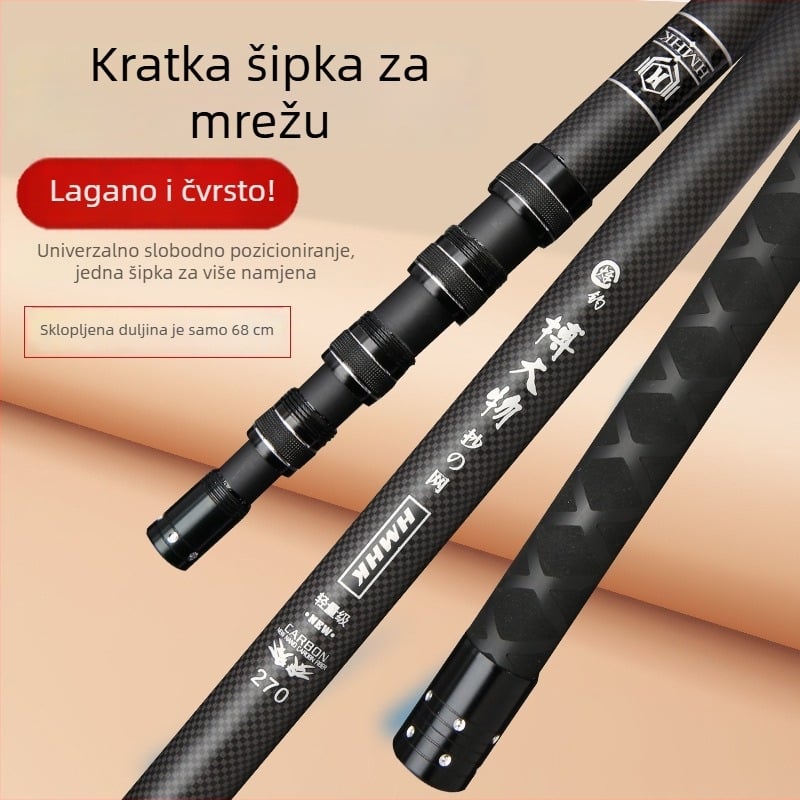 Karbonsko vlakno mrežna štapa, mini, 5-dijelna, sklopiva