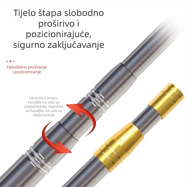 Nehrđajući čelični teleskopski štap za podberak, 3–4 m, čvrst