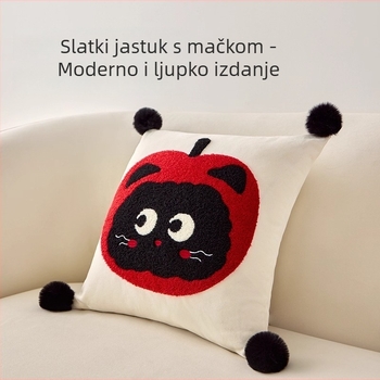 Jastučić s ušivenim cartoon dizajnom, luksuzna jastučnica s punjenjem, za krevet, uzglavlje i dnevni boravak, podrška za lumbalni dio