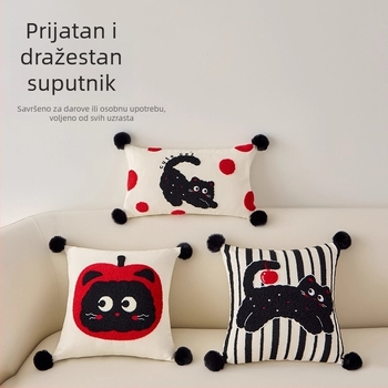 Jastučić s ušivenim cartoon dizajnom, luksuzna jastučnica s punjenjem, za krevet, uzglavlje i dnevni boravak, podrška za lumbalni dio