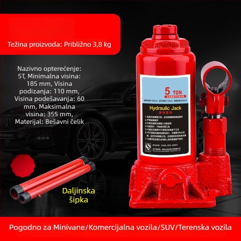 Ručna hidraulična vertikalna dizalica za automobile, za sedane i SUV-ove