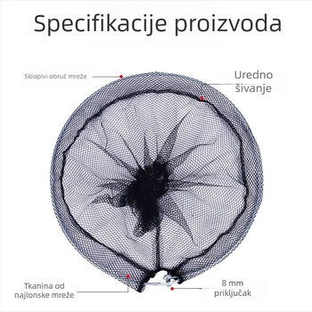 Teleskopska mreža od aluminijske legure s sklopnom glavom za ribolov varalicama