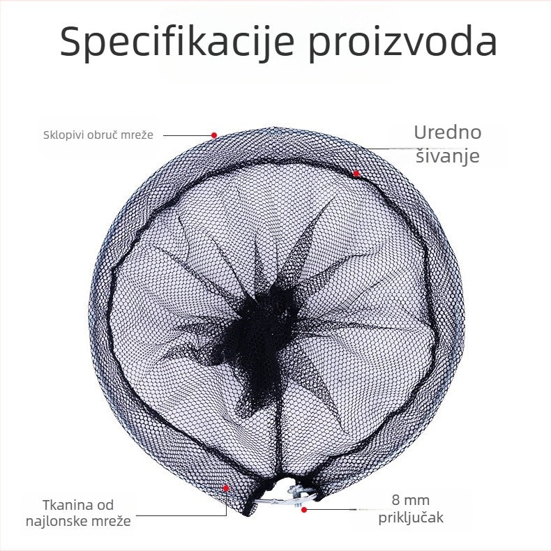 Teleskopska mreža od aluminijske legure s sklopnom glavom za ribolov varalicama