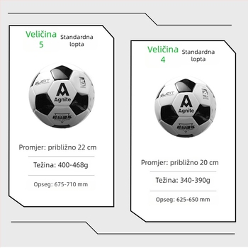 Angnette F1203 nogometna lopta veličine 5, šivana strojem, za učenike, djecu i odrasle, za treninge, ispite, utakmice i tjelesni odgoj
