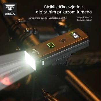 Tosuod prednje svjetlo za bicikl za noćnu vožnju, vodootporno, visokog intenziteta za cestovnu vožnju
