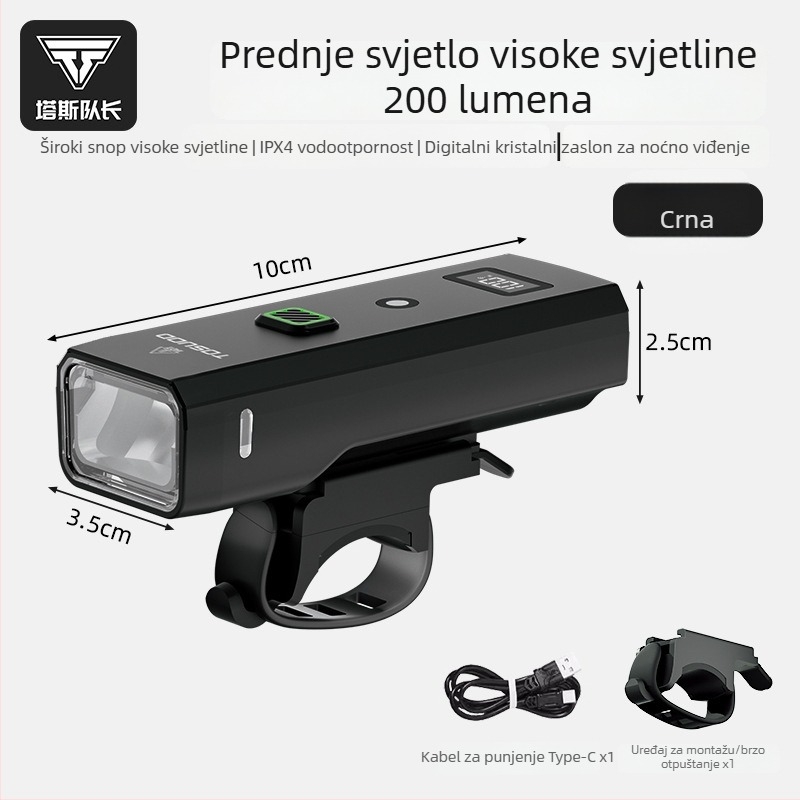Tosuod prednje svjetlo za bicikl za noćnu vožnju, vodootporno, visokog intenziteta za cestovnu vožnju