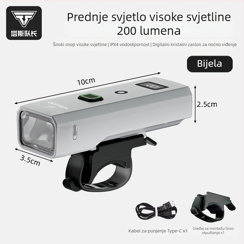 Tosuod prednje svjetlo za bicikl za noćnu vožnju, vodootporno, visokog intenziteta za cestovnu vožnju