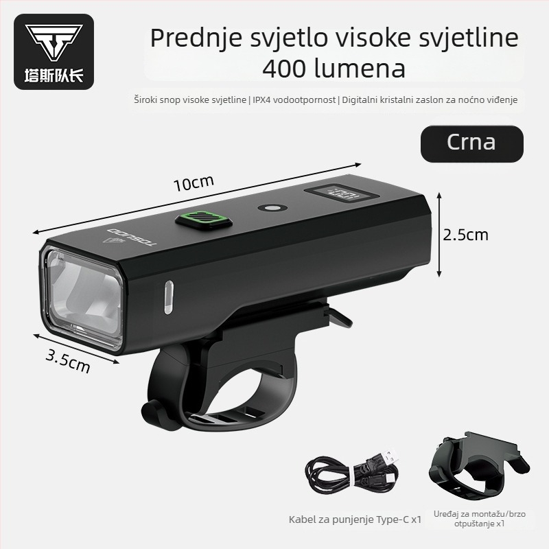 Tosuod prednje svjetlo za bicikl za noćnu vožnju, vodootporno, visokog intenziteta za cestovnu vožnju
