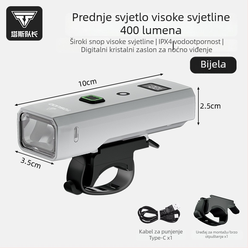 Tosuod prednje svjetlo za bicikl za noćnu vožnju, vodootporno, visokog intenziteta za cestovnu vožnju