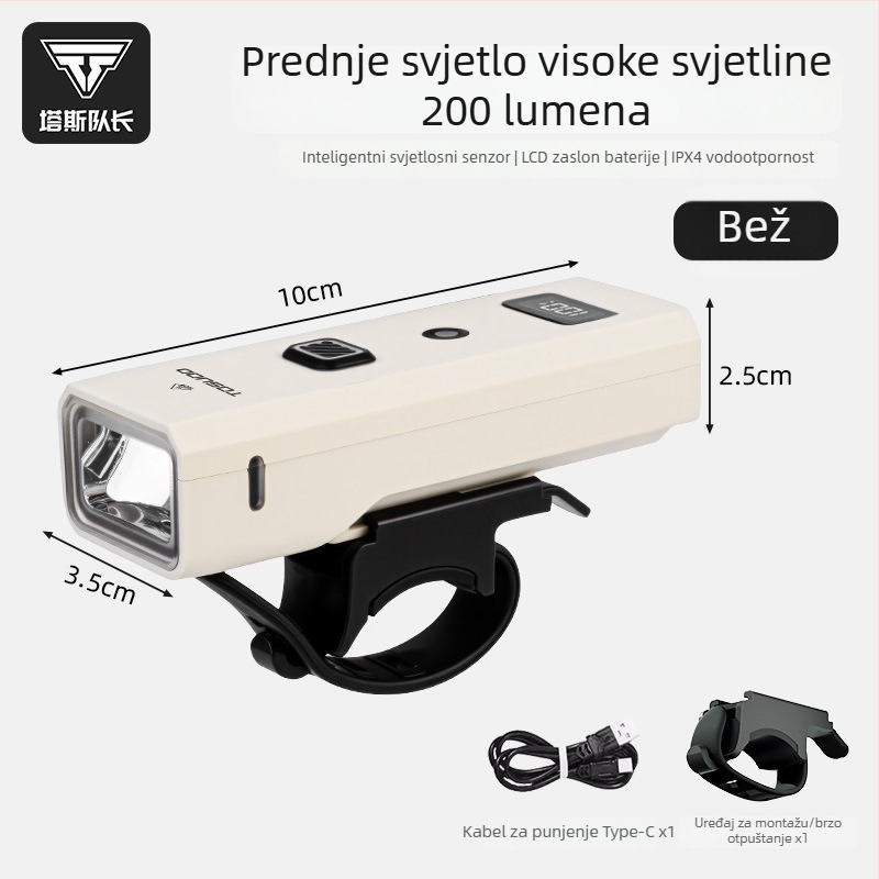 Tosuod prednje svjetlo za bicikl za noćnu vožnju, vodootporno, visokog intenziteta za cestovnu vožnju
