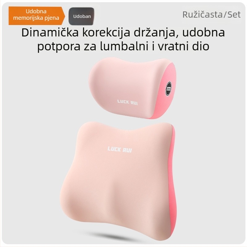 Set lumbalne podrške za automobil i naslona za leđa vozača, s memorijskom pjenom, univerzalno