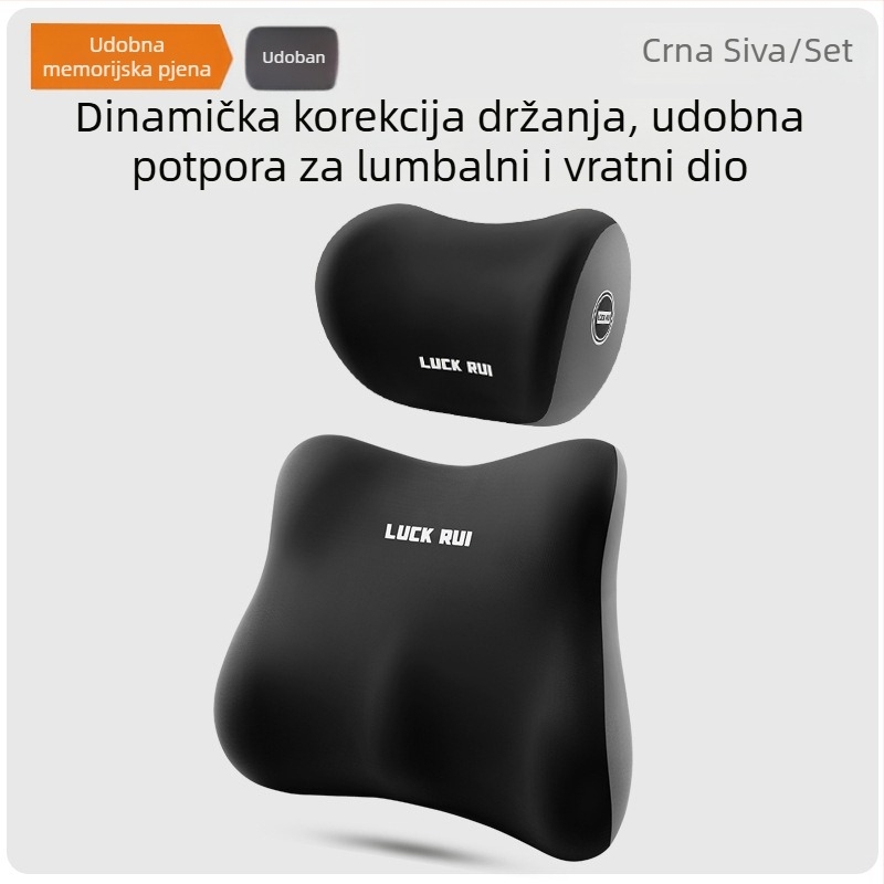 Set lumbalne podrške za automobil i naslona za leđa vozača, s memorijskom pjenom, univerzalno