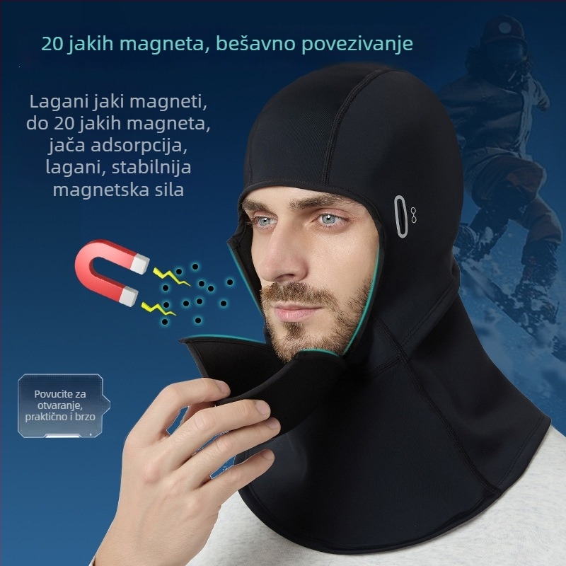 Unisex maska za skijanje za jesen-zimu, za outdoor biciklizam, s flisom iznutra i debelom konstrukcijom, otporna na vjetar i hladnoću, zaštita lica magnetskim zatvaračem