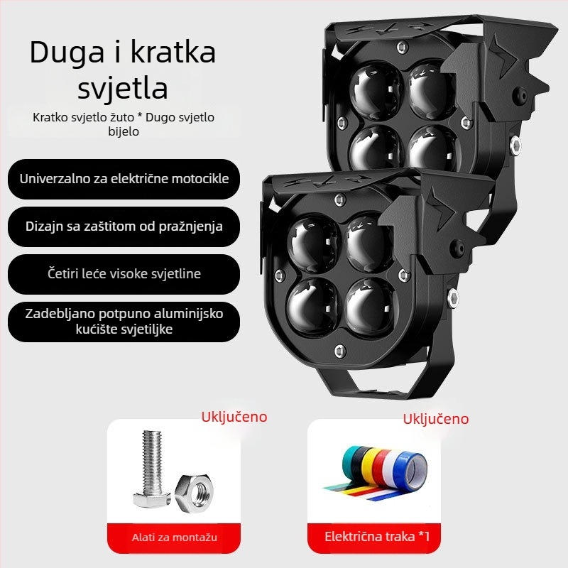 LED motocikl svjetlo s projekcijskom lećom – izuzetno svijetlo, dug domet, aluminijsko kućište, IP58, 12-85V