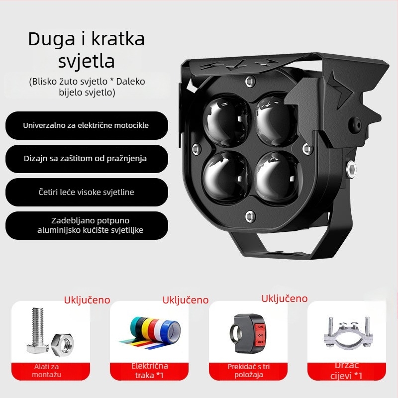 LED motocikl svjetlo s projekcijskom lećom – izuzetno svijetlo, dug domet, aluminijsko kućište, IP58, 12-85V