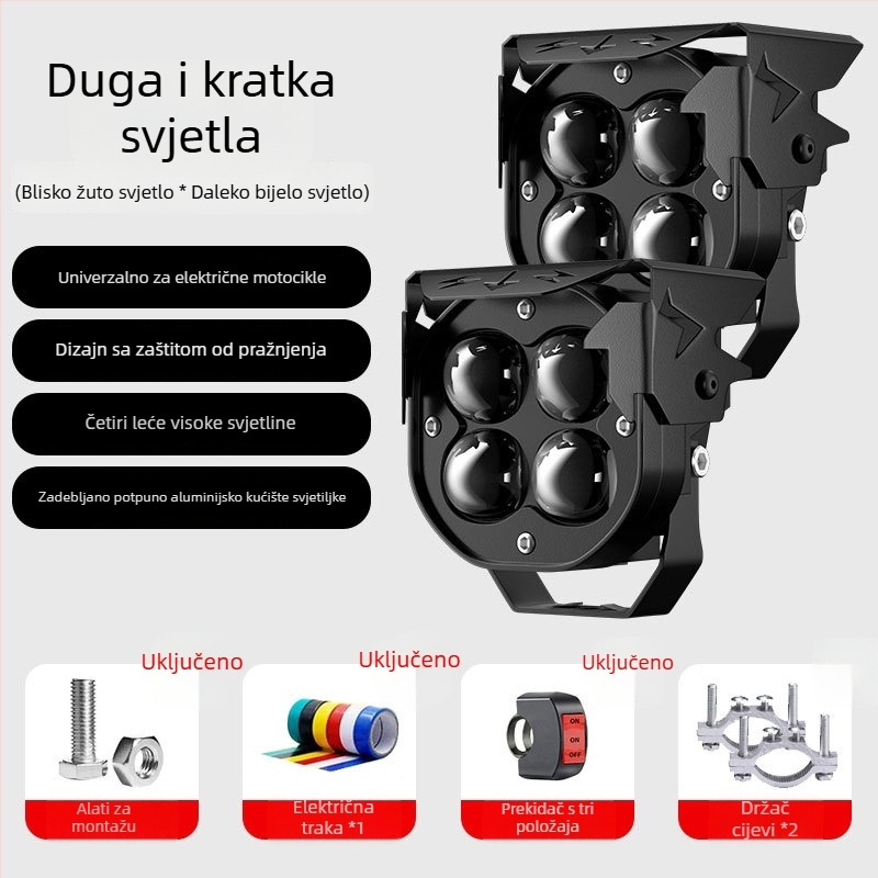 LED motocikl svjetlo s projekcijskom lećom – izuzetno svijetlo, dug domet, aluminijsko kućište, IP58, 12-85V