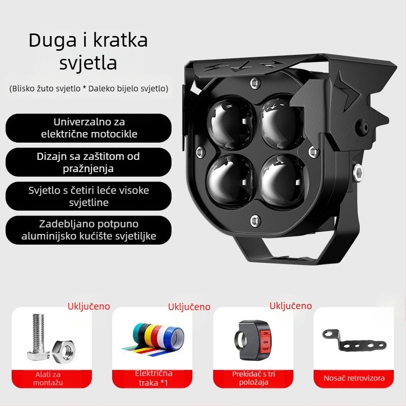 LED motocikl svjetlo s projekcijskom lećom – izuzetno svijetlo, dug domet, aluminijsko kućište, IP58, 12-85V