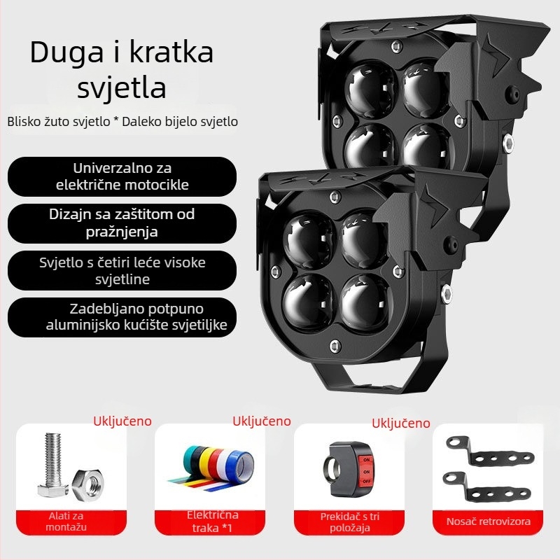 LED motocikl svjetlo s projekcijskom lećom – izuzetno svijetlo, dug domet, aluminijsko kućište, IP58, 12-85V
