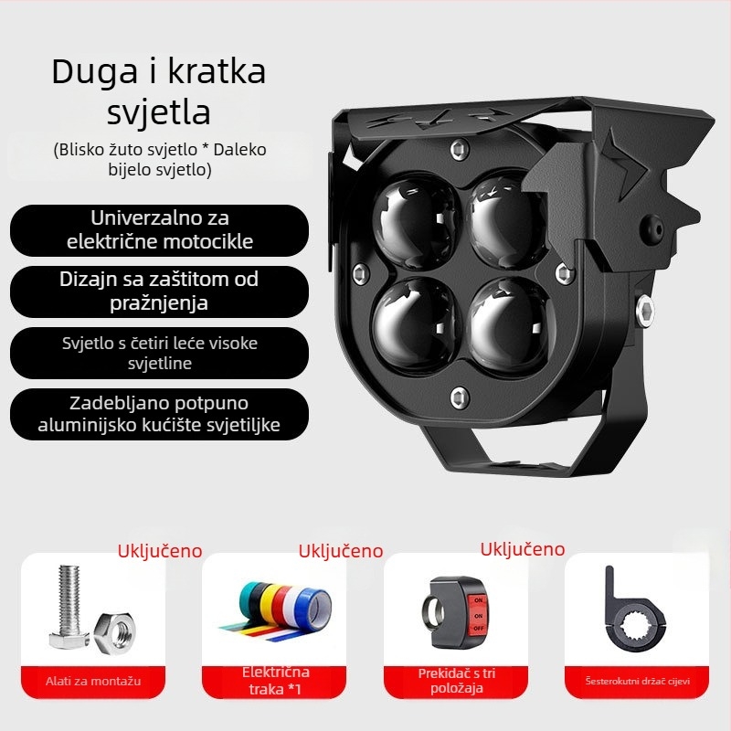 LED motocikl svjetlo s projekcijskom lećom – izuzetno svijetlo, dug domet, aluminijsko kućište, IP58, 12-85V