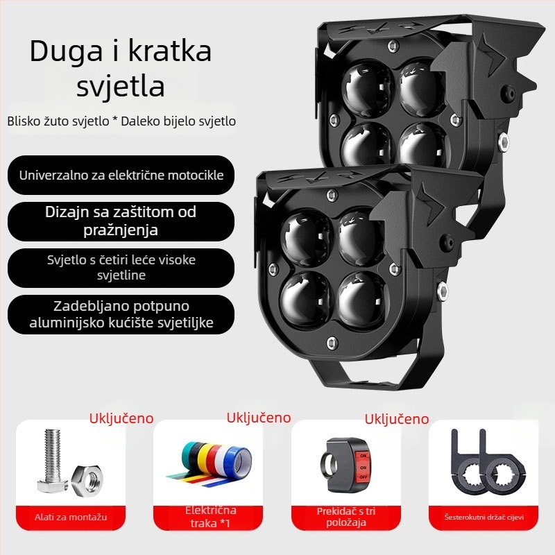 LED motocikl svjetlo s projekcijskom lećom – izuzetno svijetlo, dug domet, aluminijsko kućište, IP58, 12-85V