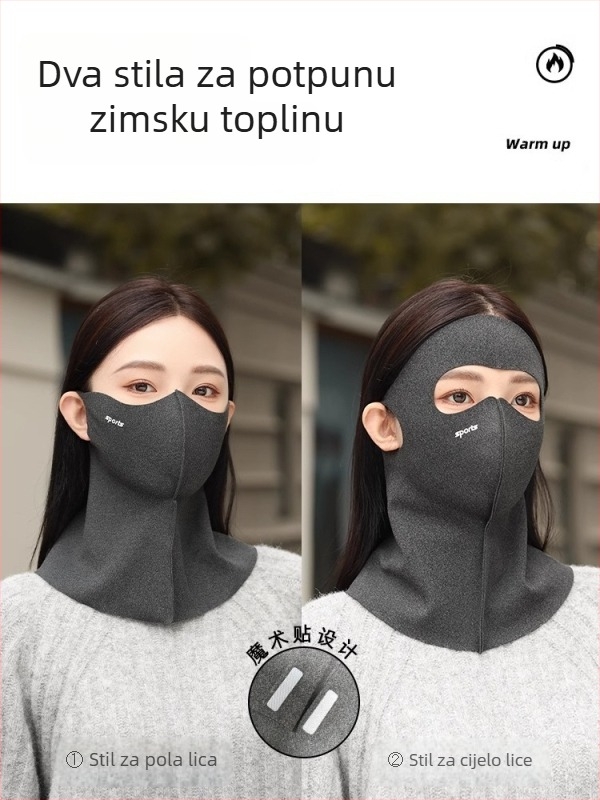 Unisex maska za vožnju biciklom u jesensko-zimskom razdoblju – vjetrozaštita, otporna na hladnoću, UV zaštita, bezšivni ovratnik, debeli baršunasti poliester