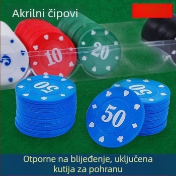 Set od 100 mješovitih poker žetona za Texas Hold’em i Mahjong – za prostoriju za igre