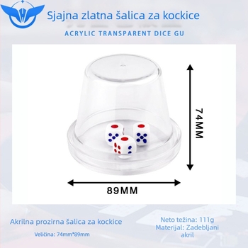 YH set čašica za kockice za velike i male kockice, metalna i akrilna baza, vrhunski set