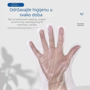 Rukavice za jednokratnu upotrebu, visoke kvalitete, ekstra debele, vodootporne, prozirne, u kutiji, polietilen, univerzalna veličina