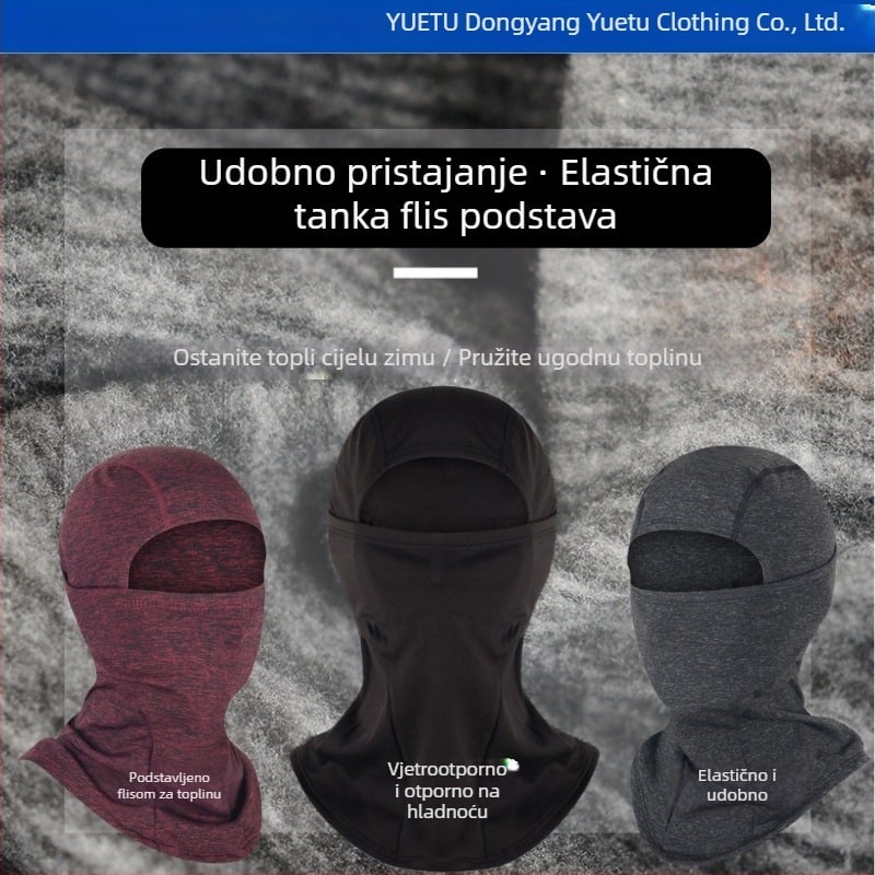 Zimska balaklava s flis podstavom za vožnju biciklom, vjetrootpornom kapuljačom za skijanje i unutarnjim slojem kacige