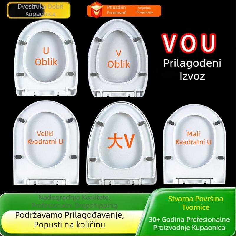 Debeli poklop za WC, otporan na lom, s podesivim razmakom rupa 9–19 cm
