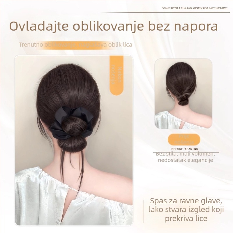 Prirodni punđasti dodatak za kosu s klipsom i gumicom – prirodan volumen