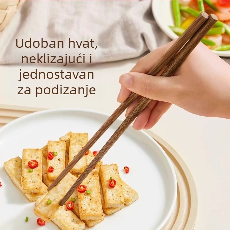 Set od 10 pari visokokvalitetnih drvenih štapića za jelo – prirodno drvo, bez boje i voska, protuklizne, otporne na plijesan, od crvenog sandalovog drveta i drveta pilećih krila