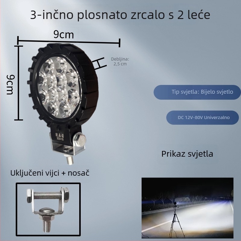 LED svjetla s širokim kutom gledanja za 12V-80V električna vozila, visoke jasnosti spot lampe za automobile, kamione i građevinske strojeve