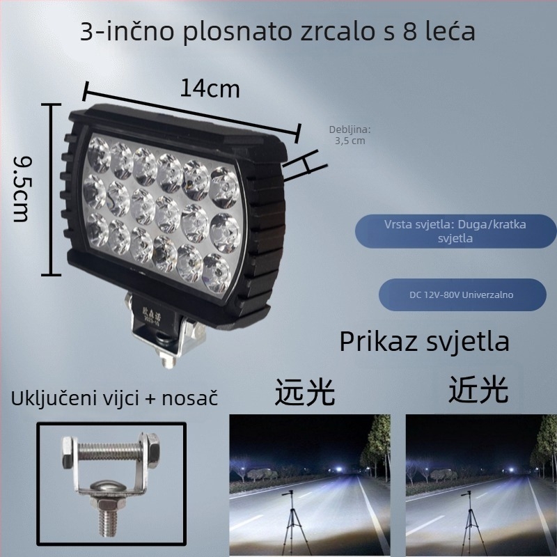 LED svjetla s širokim kutom gledanja za 12V-80V električna vozila, visoke jasnosti spot lampe za automobile, kamione i građevinske strojeve