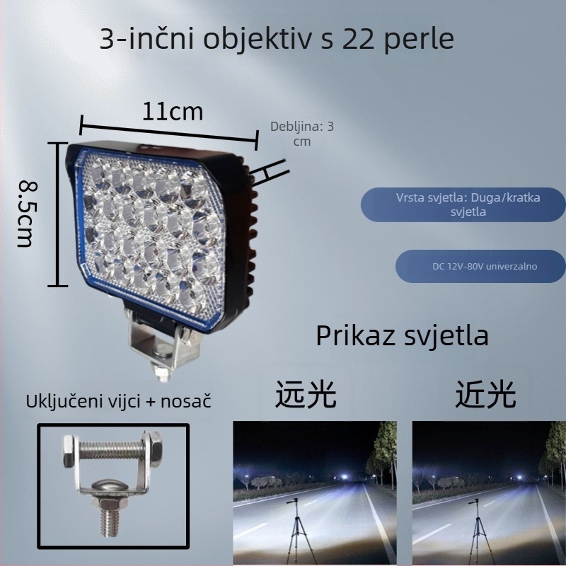 LED svjetla s širokim kutom gledanja za 12V-80V električna vozila, visoke jasnosti spot lampe za automobile, kamione i građevinske strojeve