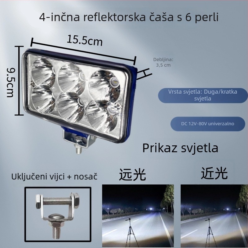 LED svjetla s širokim kutom gledanja za 12V-80V električna vozila, visoke jasnosti spot lampe za automobile, kamione i građevinske strojeve