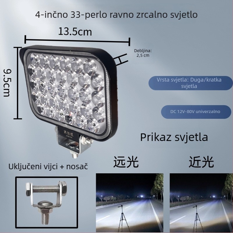 LED svjetla s širokim kutom gledanja za 12V-80V električna vozila, visoke jasnosti spot lampe za automobile, kamione i građevinske strojeve