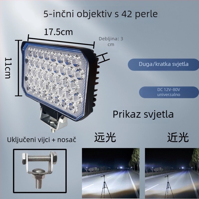 LED svjetla s širokim kutom gledanja za 12V-80V električna vozila, visoke jasnosti spot lampe za automobile, kamione i građevinske strojeve