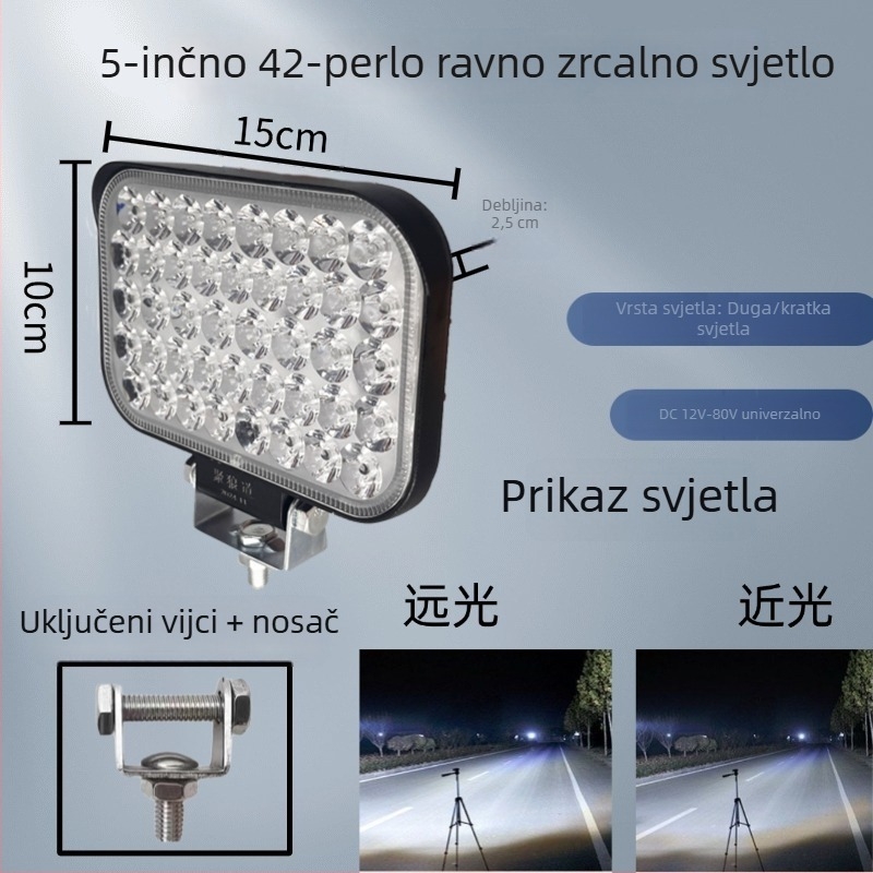 LED svjetla s širokim kutom gledanja za 12V-80V električna vozila, visoke jasnosti spot lampe za automobile, kamione i građevinske strojeve