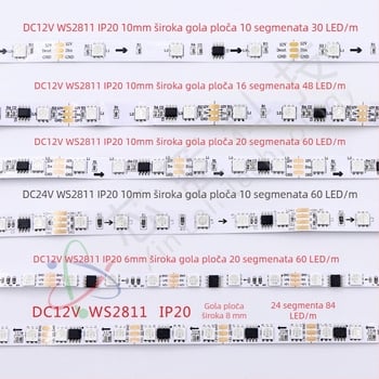 12V RGB LED traka WS2811, 60 LED 5050, vanjska uporaba, programabilni efekti mijenjanja boja, niskonaponsko, pametno upravljanje