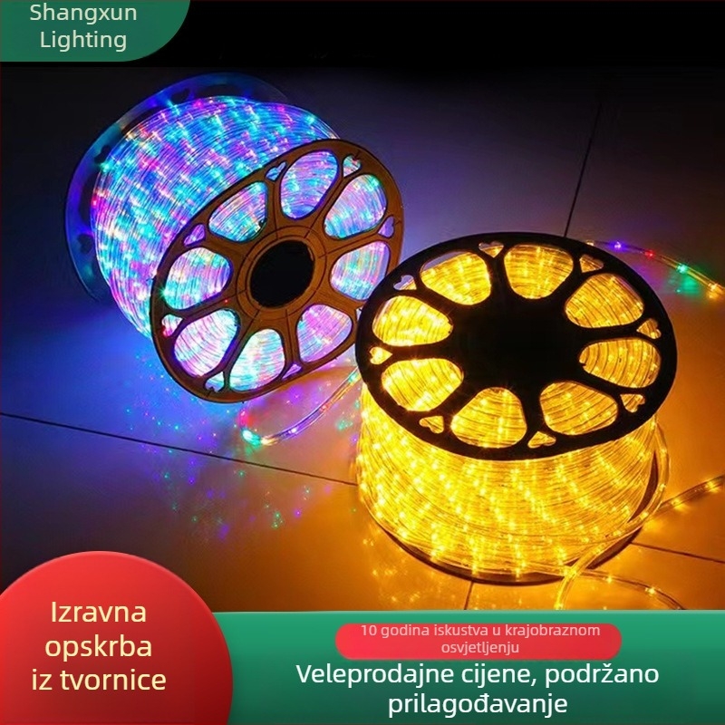 Vanjske LED dugačke cijevi – okrugla dvostruka linija svjetlosnog pojasa za dekoracije trgova i festivala, IP55, 220V neonsko osvjetljenje
