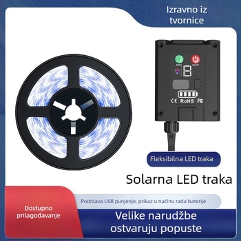 Solarna LED traka s USB punjenjem, vanjska dekoracija za kampiranje i dvorište, IP65, napajanje baterijom/USB/solarnom energijom, za vješanje na drvo