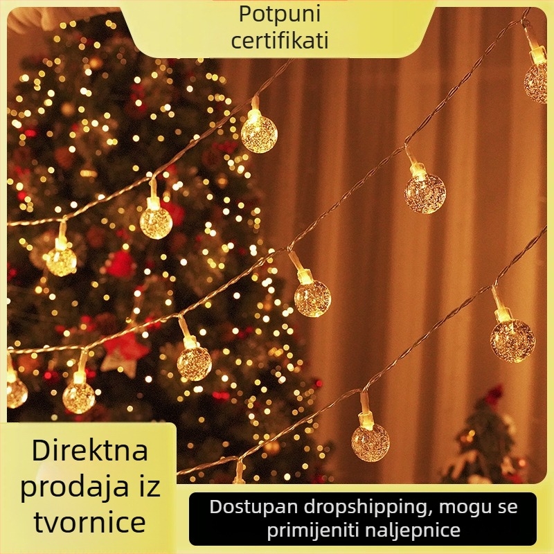 Solarna LED niz s balončićima za vanjsku baštu, vodootporna dekorativna rasvjeta za Božić i kampiranje