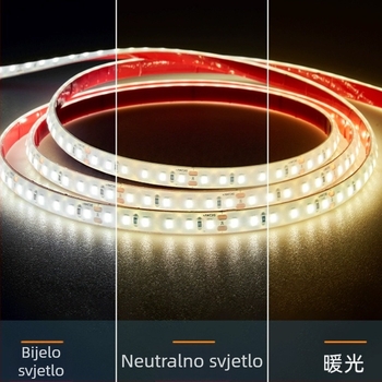 Vanjska LED traka 24V, IP67 silikon, samoljepljiva, 120×2835 LED, 180° snop, nizak napon, visoka svjetlina inženjerske klase